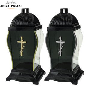 Znicz GLASS AMFORA KRZYŻ czarny