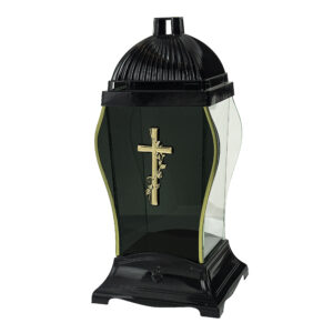 Znicz GLASS AMFORA KRZYŻ czarny