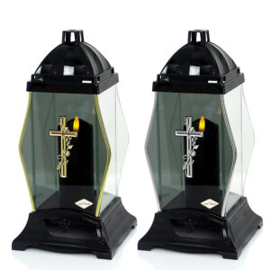 Znicz GLASS KRYSZTAŁ KRZYŻ czarny