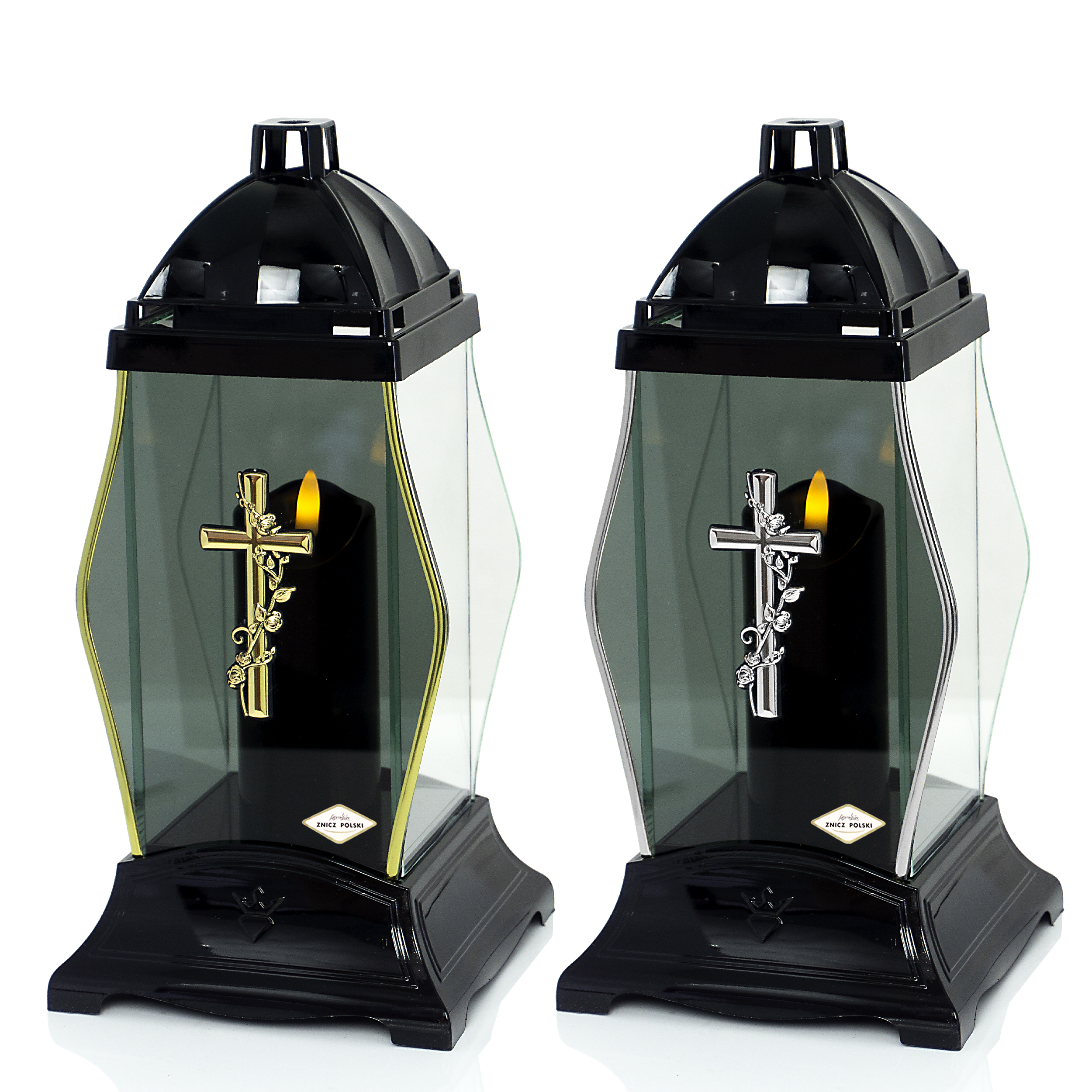 Znicz GLASS KRYSZTAŁ KRZYŻ czarny