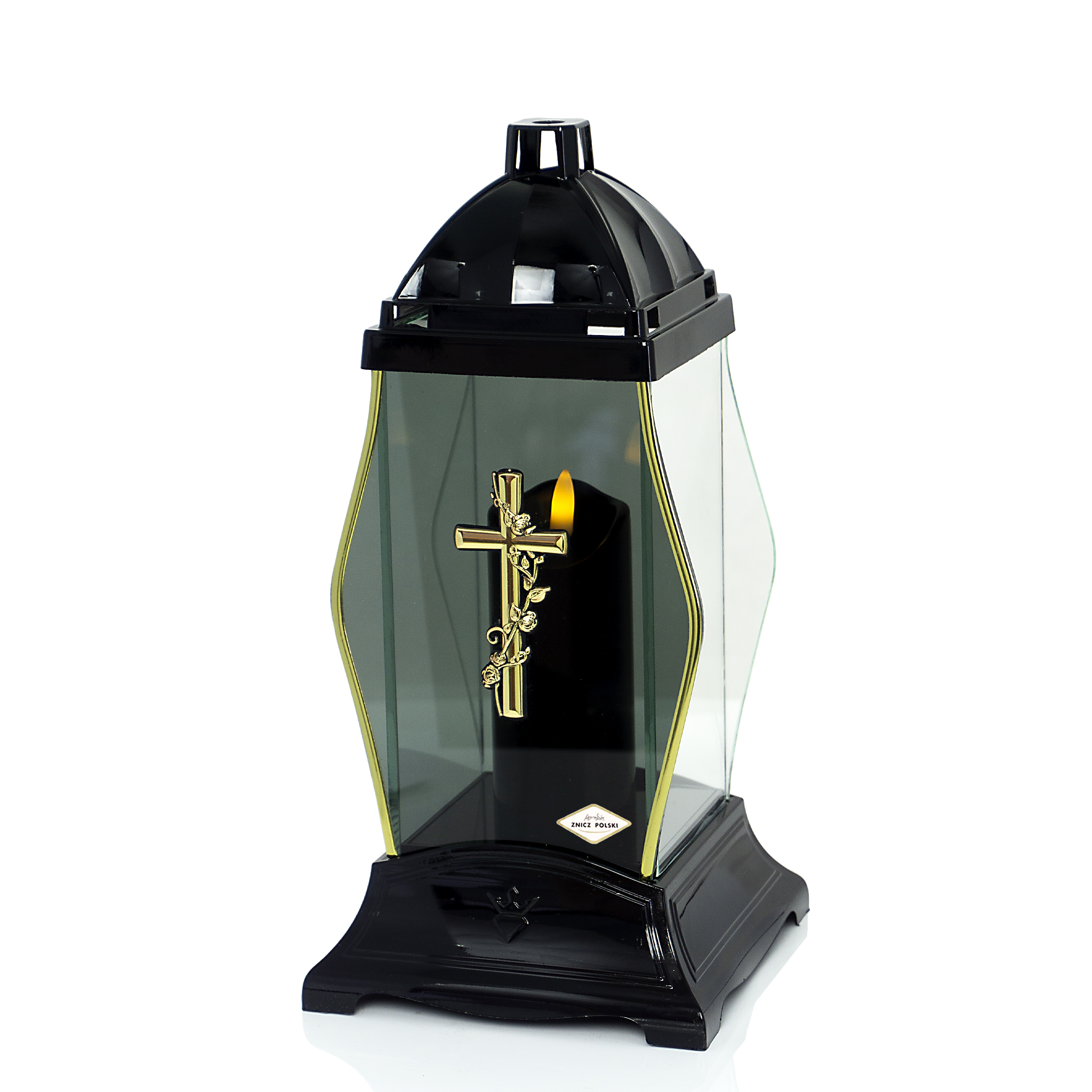 Znicz GLASS KRYSZTAŁ KRZYŻ czarny