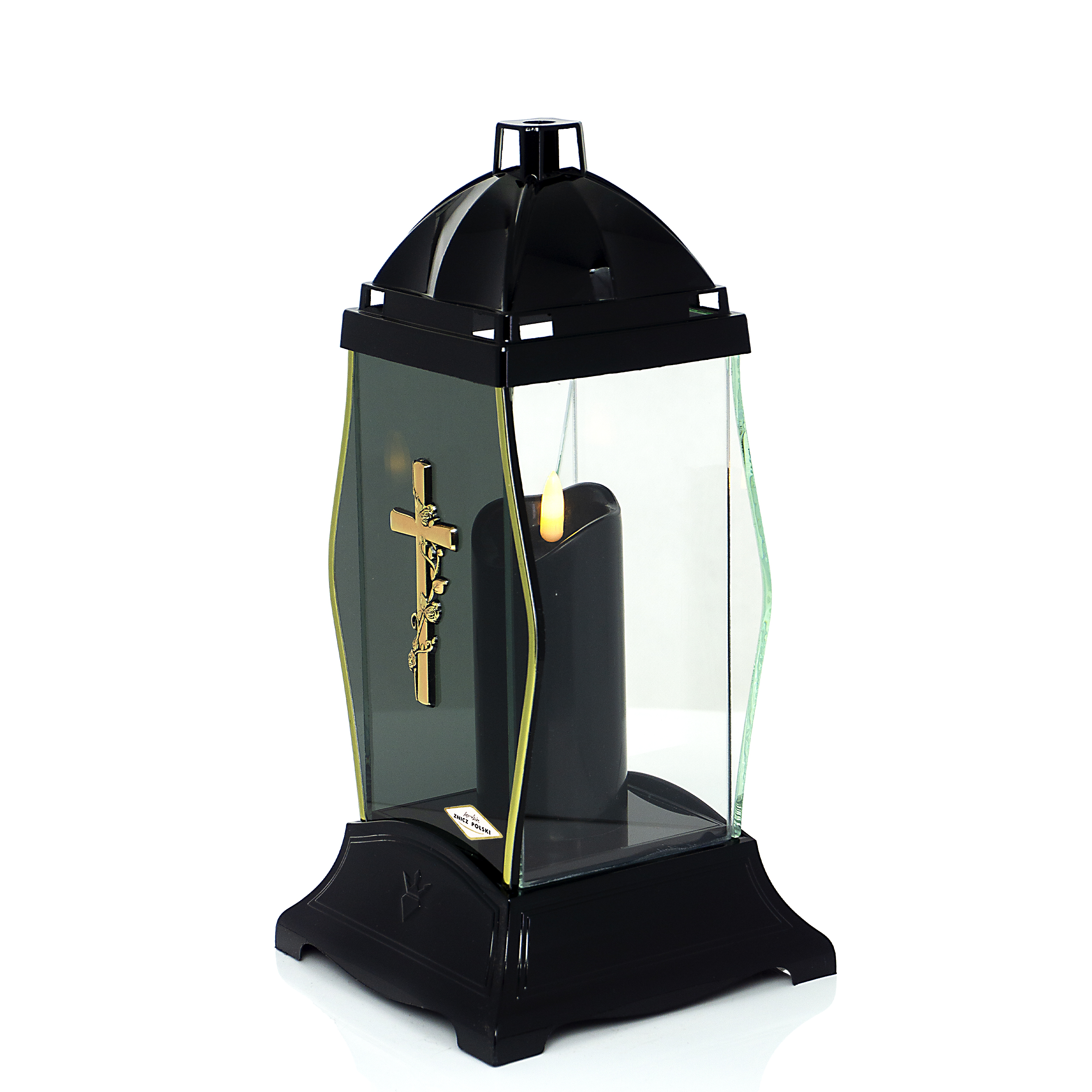 Znicz GLASS KRYSZTAŁ KRZYŻ czarny