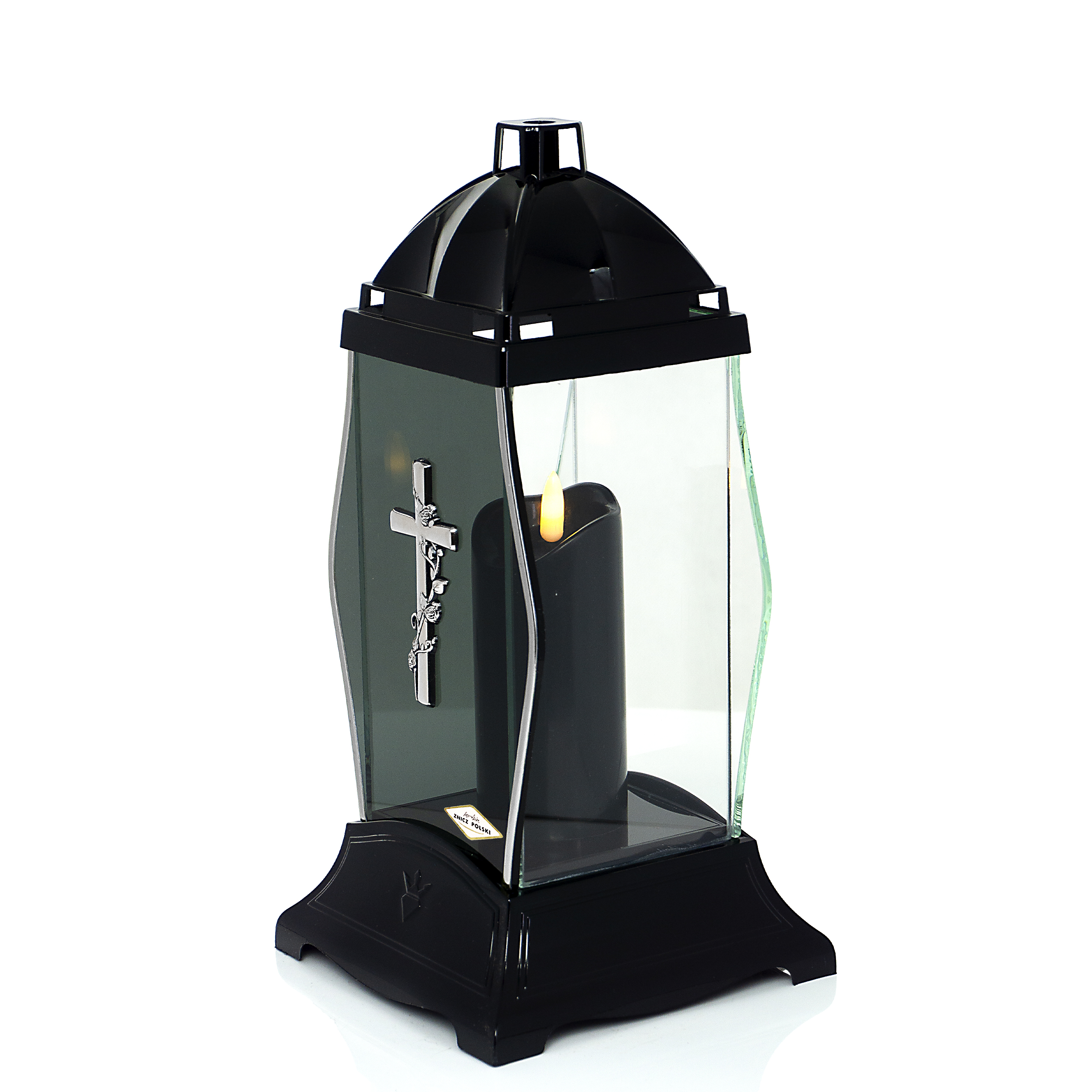 Znicz GLASS KRYSZTAŁ KRZYŻ czarny