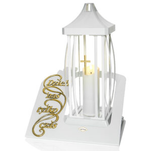 Znicz GRACJA PASY BLACHA DZIELI NAS TYLKO CZAS biały