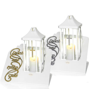 Znicz GRACJA PASY MINI BLACHA DZIELI NAS TYLKO CZAS biały