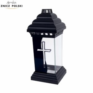 Znicz KAPLICZKA PROSTA NADRUK KRZYŻ czarny