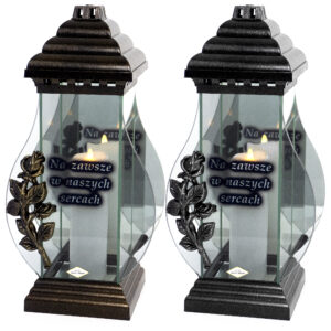 Znicz KARAFA LUSTRO RÓŻA DEDYKACJA