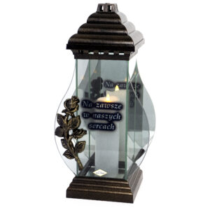 Znicz KARAFA LUSTRO RÓŻA DEDYKACJA