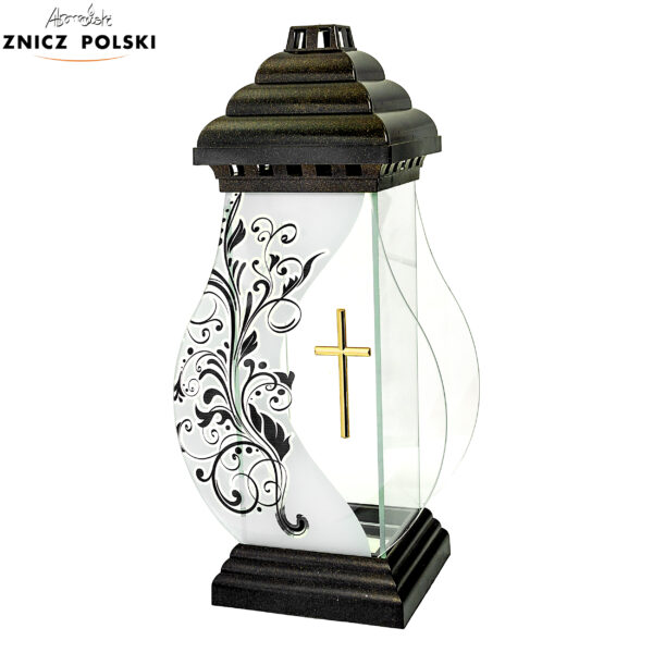 Znicz KARAFA SATYNA PNĄCZE KRZYŻ złoty