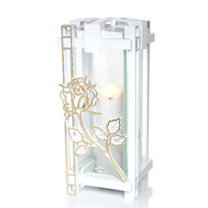 Znicz KWADRAT KOLUMNA RÓŻA biały