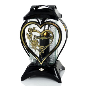 Znicz KWADRAT SERCE RAMKA METALIK PAMIĘTAMY