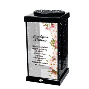 Znicz LATARNIA GRACJA CZARNA z dedykacją dla mamy, taty, siostry, brata, babci, dziadka, żony lub męża