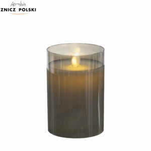 Szklana świeca ledowa z dymionym szkłem