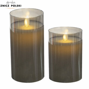 Szklana świeca ledowa z dymionym szkłem