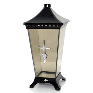 Znicz LST LATARNIA ROMB KRZYŻ DYM czarno-srebrny