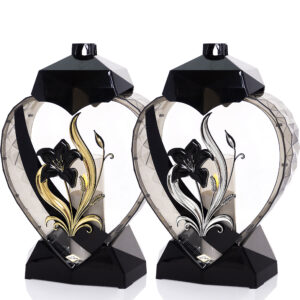 Znicz SERCE LILIA KWIAT czarno-czarny