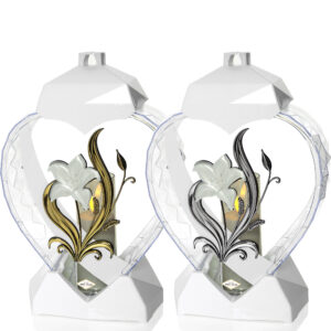 Znicz SERCE LILIA KWIAT biało-biały