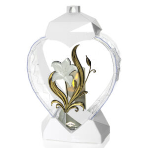 Znicz SERCE LILIA KWIAT biało-biały