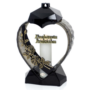 Znicz SERCE RÓŻA PNĄCA RODZICOM złoty