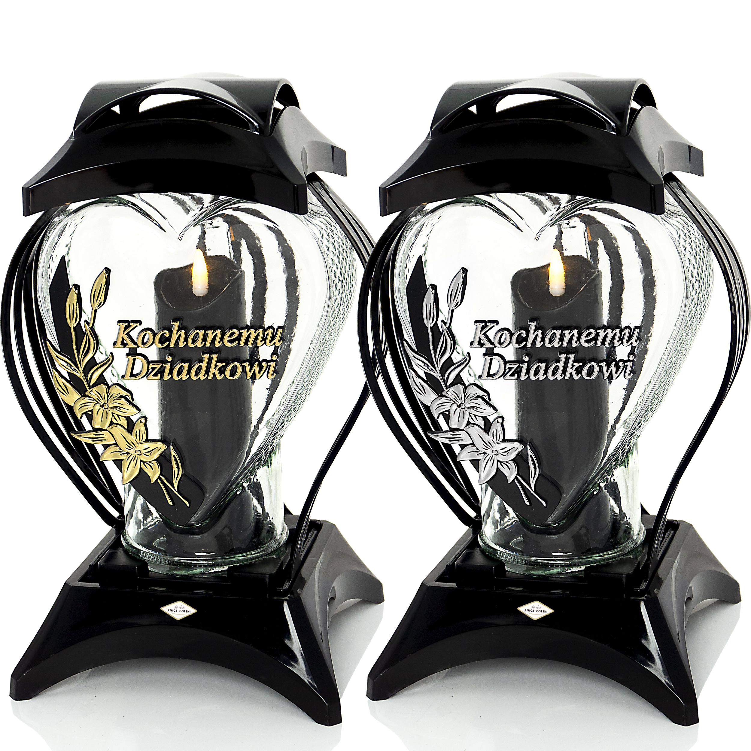 Znicz SERCE RAMKA LILIA DZIADKOWI czarny