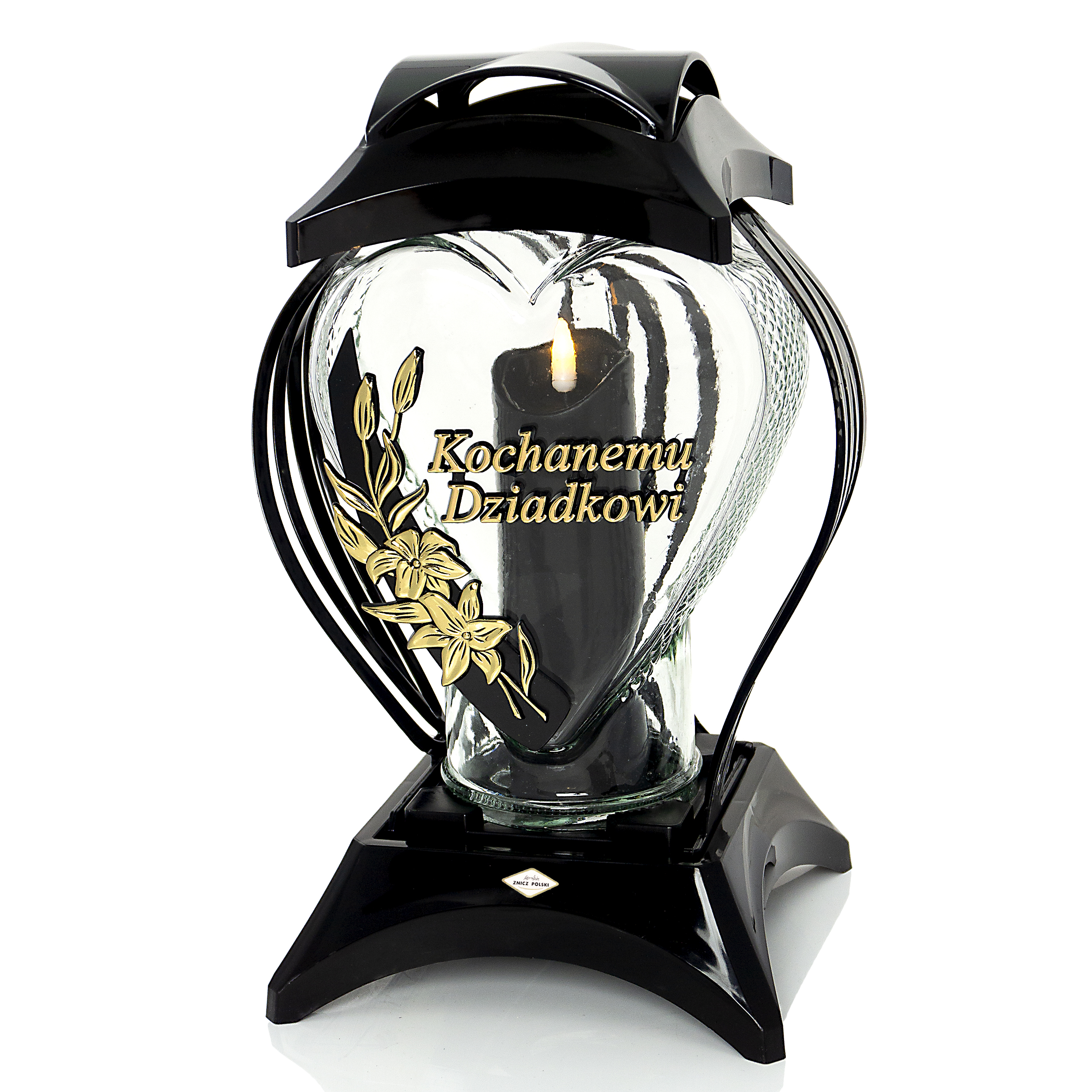 Znicz SERCE RAMKA LILIA DZIADKOWI czarny