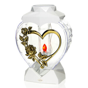 Znicz SOLAR SERCE RÓŻA PNĄCA biały