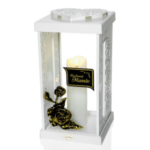 Znicz LATARNIA GRACJA RÓŻA MAMIE biała