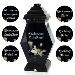 Znicz LST CZARNY ŚWIECA LILIA