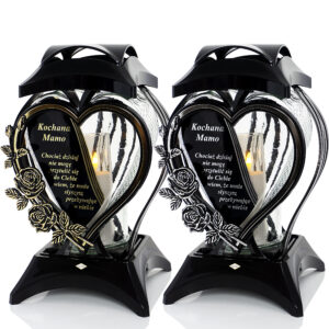 Znicz SERCE RAMKA METALIK WIERSZ MAMIE