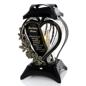 Znicz SERCE RAMKA METALIK WIERSZ MAMIE