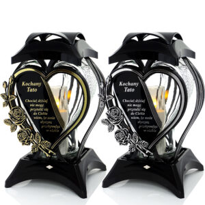 Znicz SERCE RAMKA METALIK WIERSZ TACIE