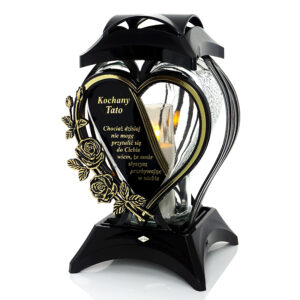 Znicz SERCE RAMKA METALIK WIERSZ TACIE