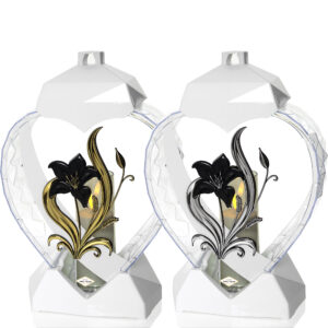 Znicz SERCE LILIA KWIAT biało-czarny