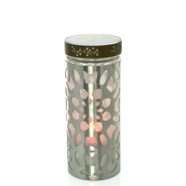 Znicz LATARENKA SOLAR METAL SATYNA czerwony led