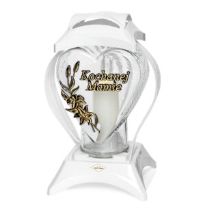 Znicz SERCE RAMKA LILIA MAMIE biały