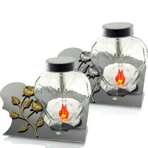 Znicz SOLAR METAL SERCE INOX RÓŻA