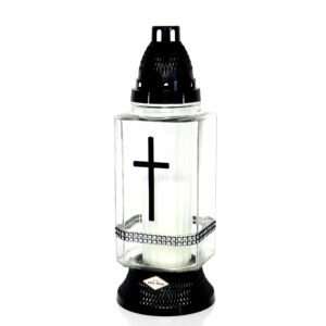 Znicz KWADRAT CEKINY KRZYŻ czarny