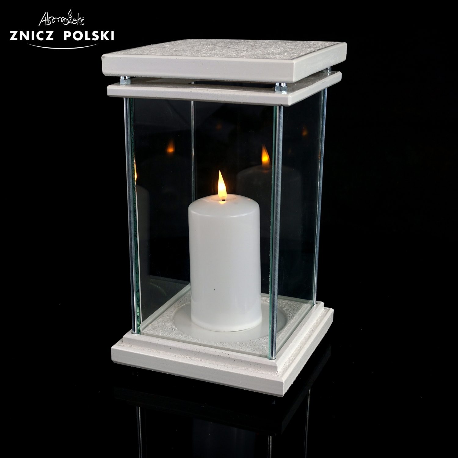 Znicz żywiczny KWADRAT MAX biały