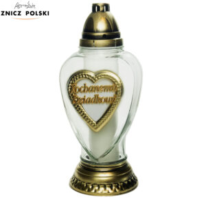 Znicz L1510 KOCHANEMU DZIADKOWI SERCE biało-złoty