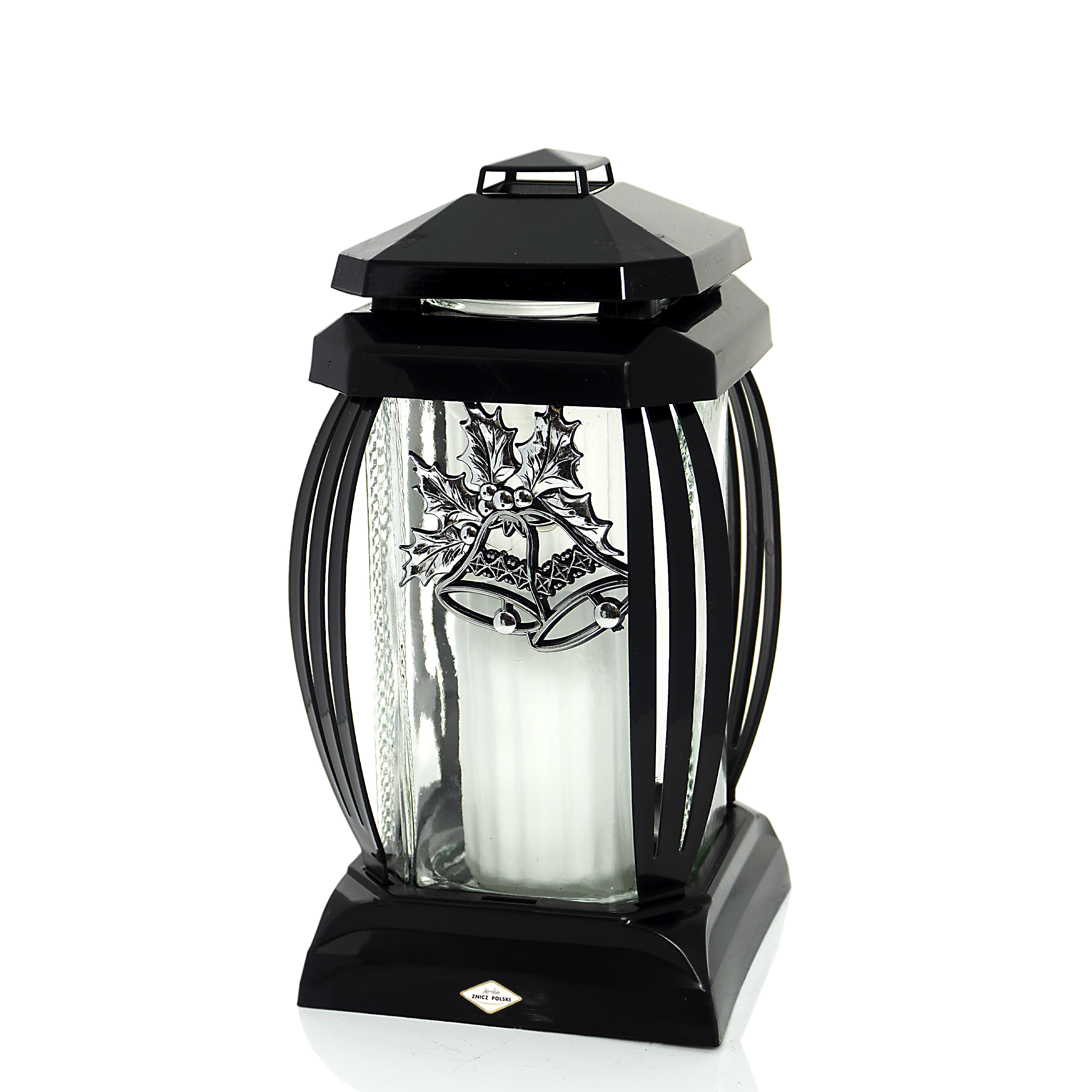 Znicz bożonarodzeniowy PRIMA1 DZWONEK czarno-srebrny