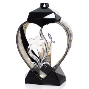 Znicz SERCE LILIA KWIAT czarno-biało-srebrny