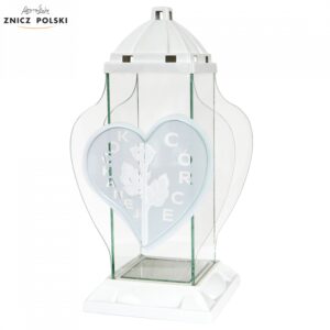 Znicz SERCE RÓŻA CÓRCE biały