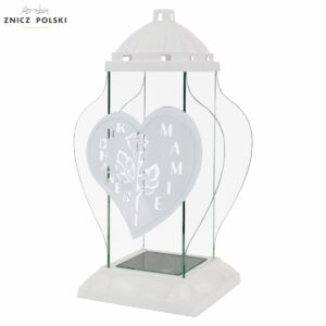 Znicz SERCE RÓŻA MAMIE biały