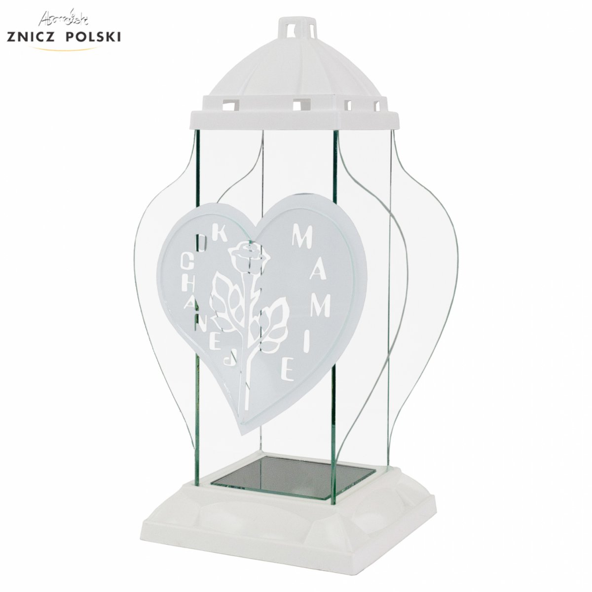 Znicz SERCE RÓŻA MAMIE biały